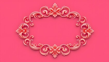 Elegant Floral 3D Frame with Golden Leaves and Pink Flowers – Decorative Border Design for Invitations, Greeting Cards, and Posters -4