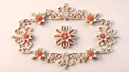 Elegant Floral 3D Frame with Golden Leaves and Pink Flowers – Decorative Border Design for Invitations, Greeting Cards, and Posters -4