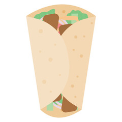 Vector illustration of a shawarma / gyro / doner kebab sandwich wrap