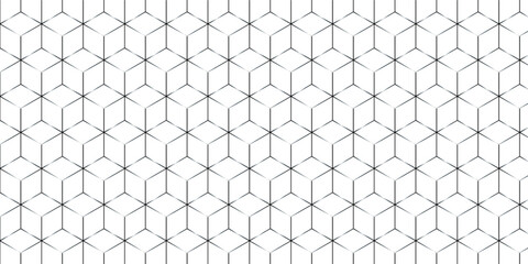 Abstract black square line hexagons seamless hexagon polygonal pattern background vector. seamless bright white abstract honeycomb background.	
