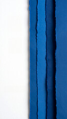 Deep Blue Washi Paper Art　Abstract Background of Torn Paper Strips in Navy to Cyan Gradient, Japanese Style, Minimal, Copy Space