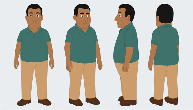 2d Indian man cartoon character ready for animation moral stories	