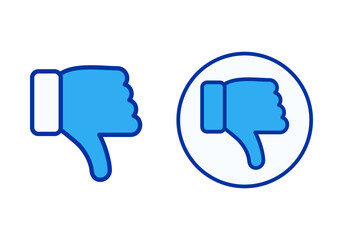 Fototapeta premium Blue Dislike Flat Colored Illustration for Negative Feedback and Reaction Concept