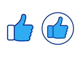 Blue Like Thumbs Up Flat Colored Illustration for Social Media Engagement and Feedback Concept
