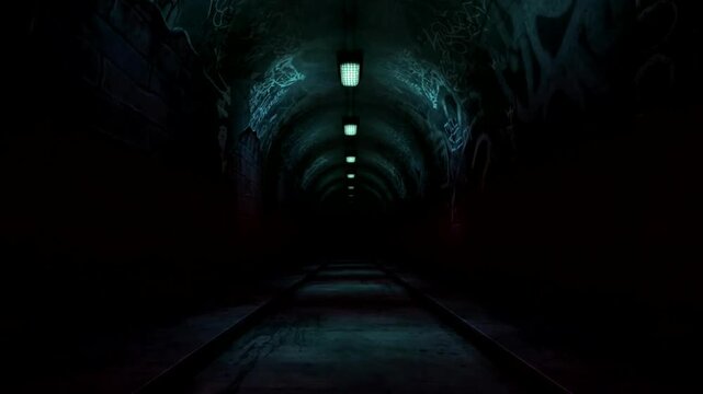 Horror Spooky Tunnel VFX Green Screen &ndash; Creepy Dark Passage with Scary Atmosphere