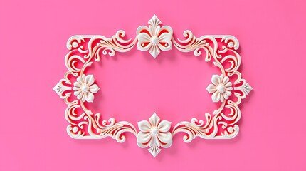 Elegant Floral 3D Frame with Golden Leaves and Pink Flowers – Decorative Border Design for Invitations, Greeting Cards, and Posters -4