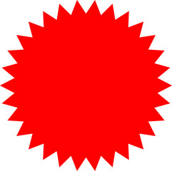Red Circle Sticker and Badge, Wavy Edge Labels Blank Sale Tags Vintage Promo Shapes, Graphics