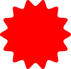 Red Circle Sticker and Badge, Wavy Edge Labels Blank Sale Tags Vintage Promo Shapes, Graphics