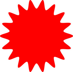 Red Circle Sticker and Badge, Wavy Edge Labels Blank Sale Tags Vintage Promo Shapes, Graphics