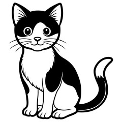 Minimalist Cat Illustration | Simple Black Kitty Vector Design”