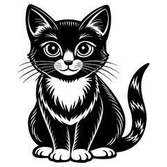 Minimalist Cat Illustration | Simple Black Kitty Vector Design”
