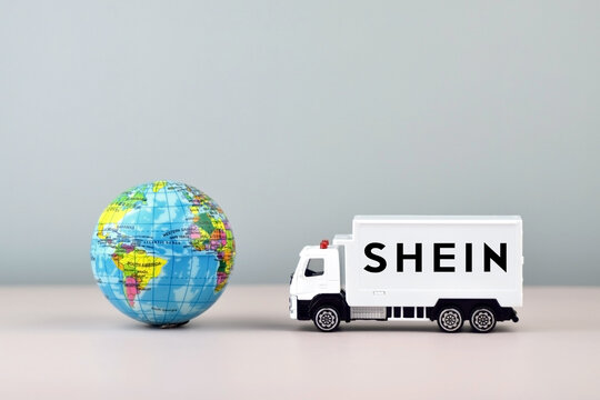The truck with the emblem SHEIN. Trade tariffs and competition.