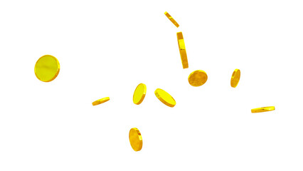 Glittering 3D Gold Coin – Isolated Transparent PNG for Games, Digital Design, and Festive Illustrations. gold Coin particle Render. golden Coin Explosion.