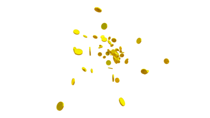 Golden Currency Coin PNG with Animated Particle Overlay – Detailed Isolated Coin for Commercial, Motion Graphics, and Digital Illustrations