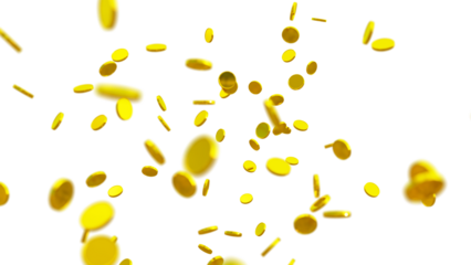 Golden Currency Coin PNG with Animated Particle Overlay – Detailed Isolated Coin for Commercial, Motion Graphics, and Digital Illustrations