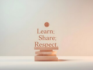 'Love. Share. Respect.' Wooden Stand – 16 November Ethics Poster for Global Unity