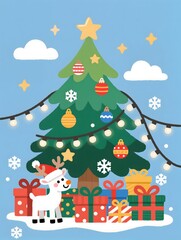 christmas tree and gifts