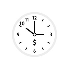 Clock face showing 10:00 with dollar sign at the bottom.