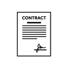 Illustration of a contract document with signature on a white background.