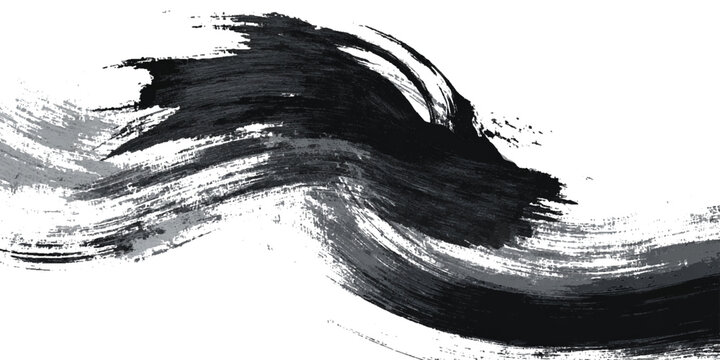 Abstract grunge brush stroke paint blot rough black texture .banner design artistic dirty splatter background .hand drawn ink stroke element for creative layout and artwork .