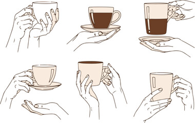 Minimalist Coffee Hands Vector Illustration
