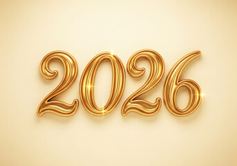 Golden 2026 balloons glittering festive celebration new year greeting card design element