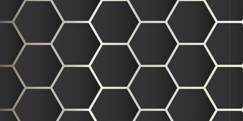 Hexagon Grid Pattern on Dark Backdrop