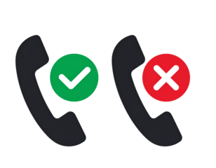 tick and cross buttons