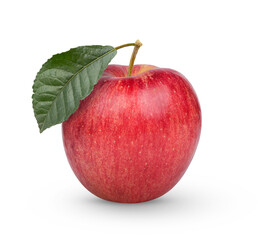 Fresh apple with leaves isolated on white background