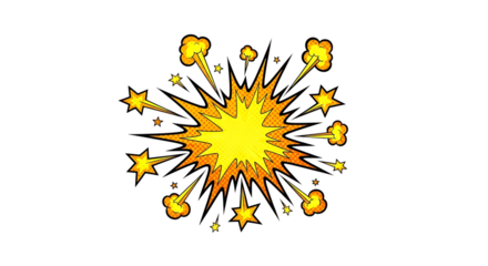 Comic Book Style Explosion Burst with Stars and Smoke