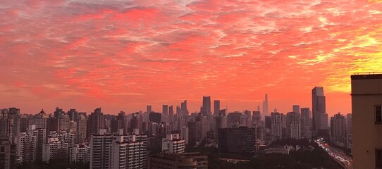 sunset over the city