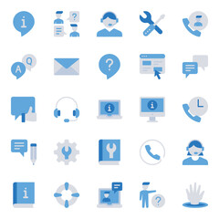 Blue color icons set for Contact service