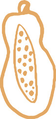 Hand-drawn papaya doodle illustration art isolated on white background