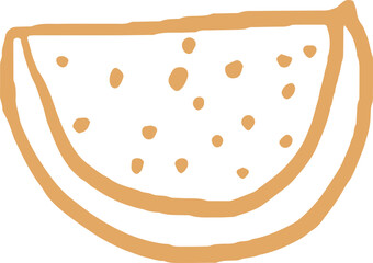 Doodle illustration of a slice of watermelon with seeds