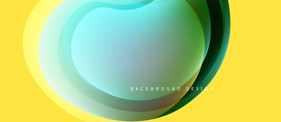 Abstract flowing shapes, vibrant colors, yellow background. Modern design element, smooth gradients, dynamic composition.