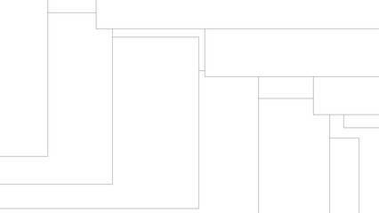 Minimal abstract geometric layout with overlapping white rectangles and subtle gray outlines forming a balanced, modern, and structured visual composition.