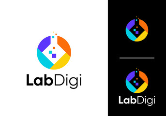 lab digital technology colorful logo vector design concept