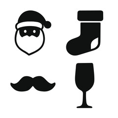 Collection of christmas icons and symbols in silhouette style