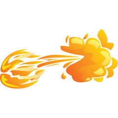 Dynamic Yellow Orange Fire Blast Effect With Transparent Background And Motion Blur For Animation And Game Design