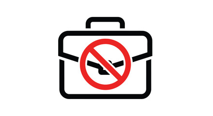 A briefcase with a prohibition symbol overlaid indicates a concept of no business or restricted work.