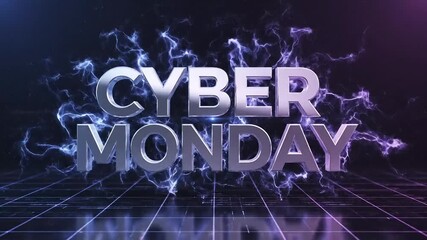 Exciting Cyber Monday sale event with glowing digital energy and futuristic grid background - Powered by Adobe
