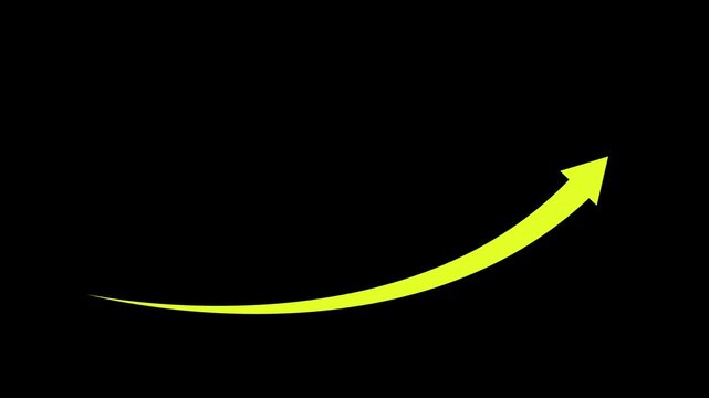 Business growth arrow and graph chart. Yellow color chalk arrow isolated on black background . arrow rising transparent channel.