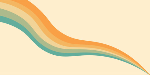 Obraz premium Abstract background of rainbow groovy Wavy Lines design in 1970s Retro Hippie style. vektor