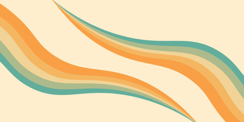 Abstract background of rainbow groovy Wavy Lines design in 1970s Retro Hippie style. vektor