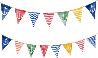 Watercolor Nautical Banner Garlands