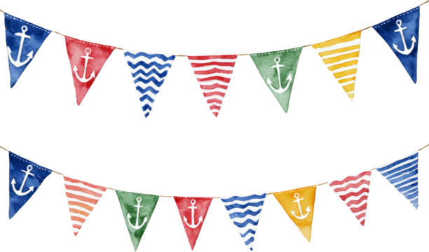 Watercolor Nautical Banner Garlands