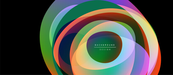 Fototapeta premium Abstract colorful layers create circular design. Vibrant hues blend, forming dynamic visual effect. Modern background element.