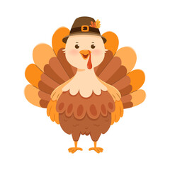 Thanksgiving turkey cartoon character vector illustration