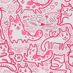seamless pattern with cats