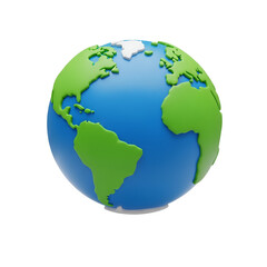 Obraz premium 3d cartoon globe of the earth, isolated on transparent background